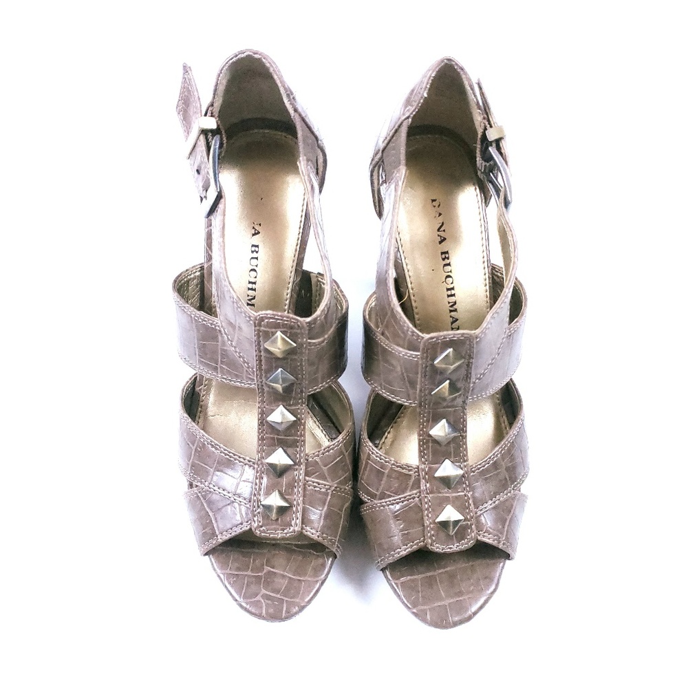 Dana Buchman Pumps Strappy Croc Print Heels Women Size 6